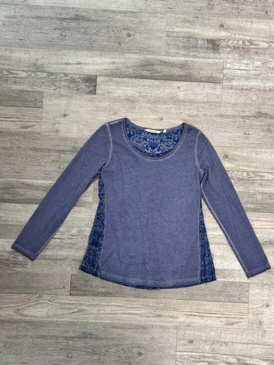 Soft Surroundings Tops - Soft Surroundings Blue/Purple Long Sleeve Knit Top Size Small Floral Back J3